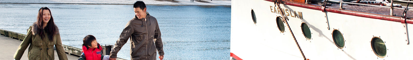 Walking along the Queenstown wharf